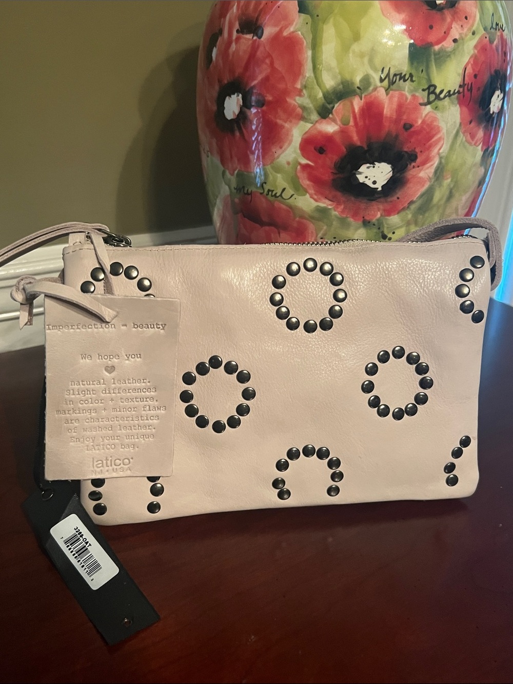 latico Cream Crossbody Bag with Silver Stud Circles - Picture 3 of 8